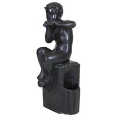 German 'Kleiner' Early Art Deco Bronze Sculpture of Young Pan