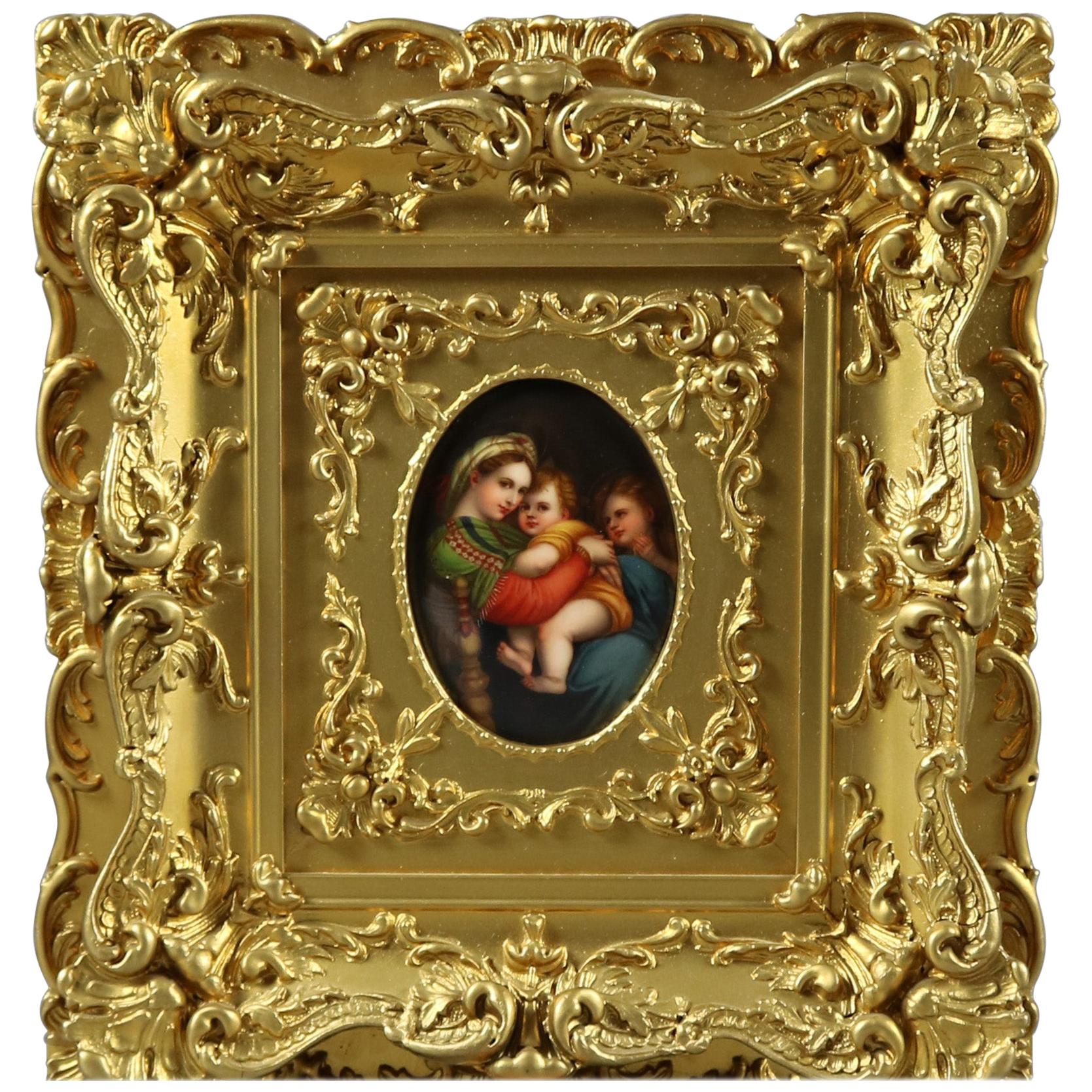 German KPM School Porcelain Plaque after Madonna Della Sedia by Raphael, c1890