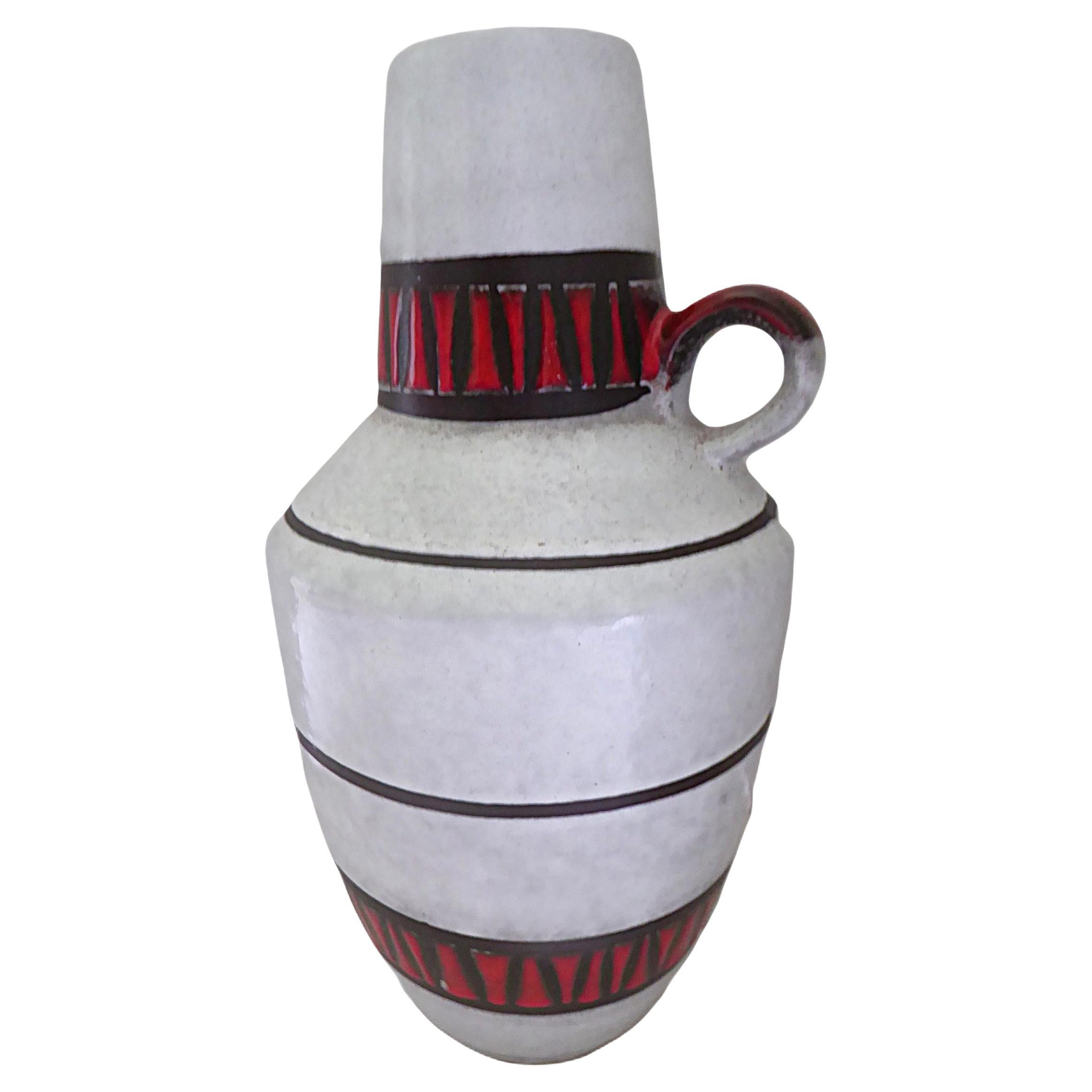 German Krug / Handle Pottery Vessel Mid Century Modern Bay Keramik 1960s Germany For Sale