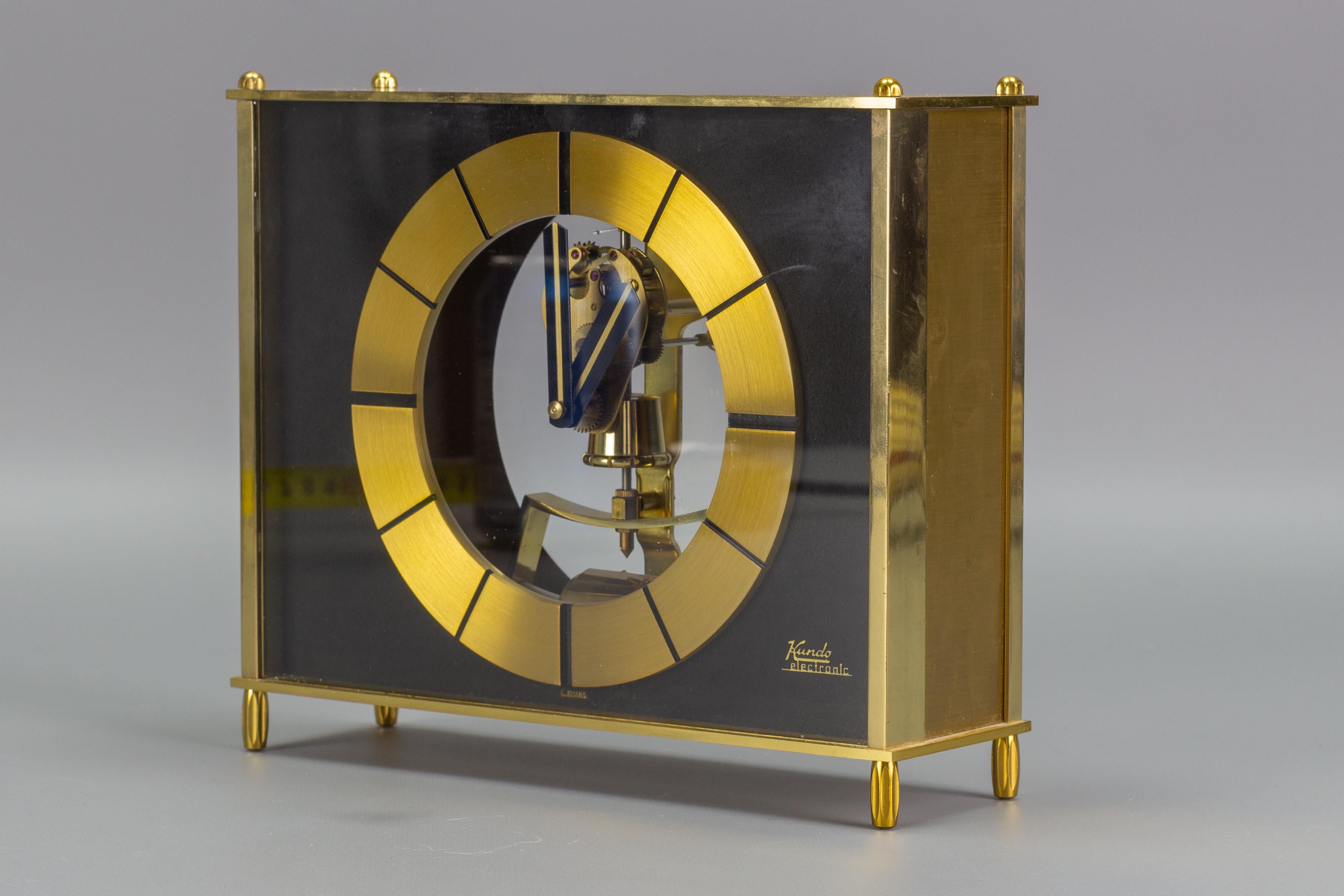 German Kundo Brass Desk or Mantel Clock by Kieninger & Obergfell, 1960s 4