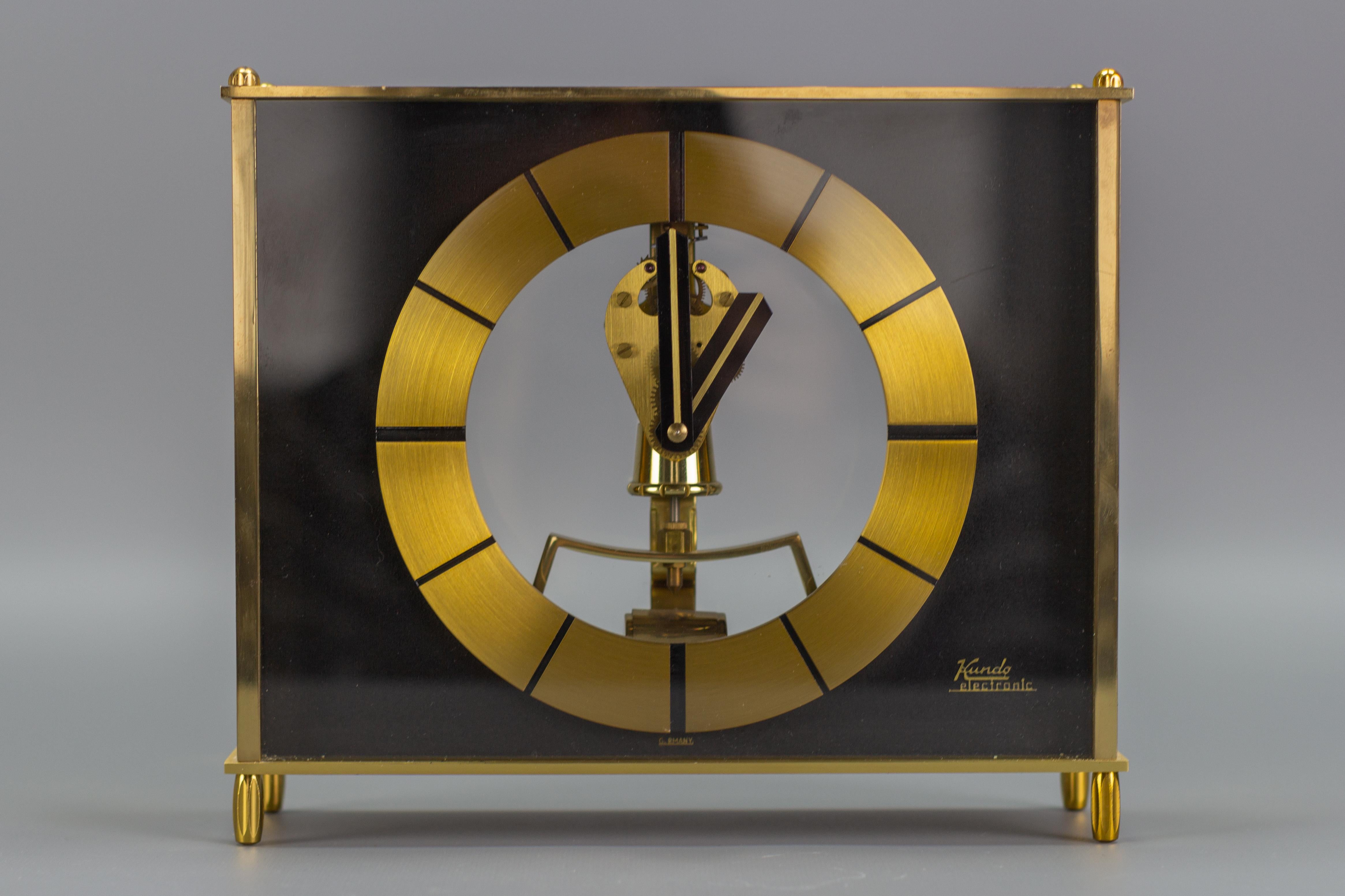 German Kundo Brass Desk or Mantel Clock by Kieninger & Obergfell, 1960s 5