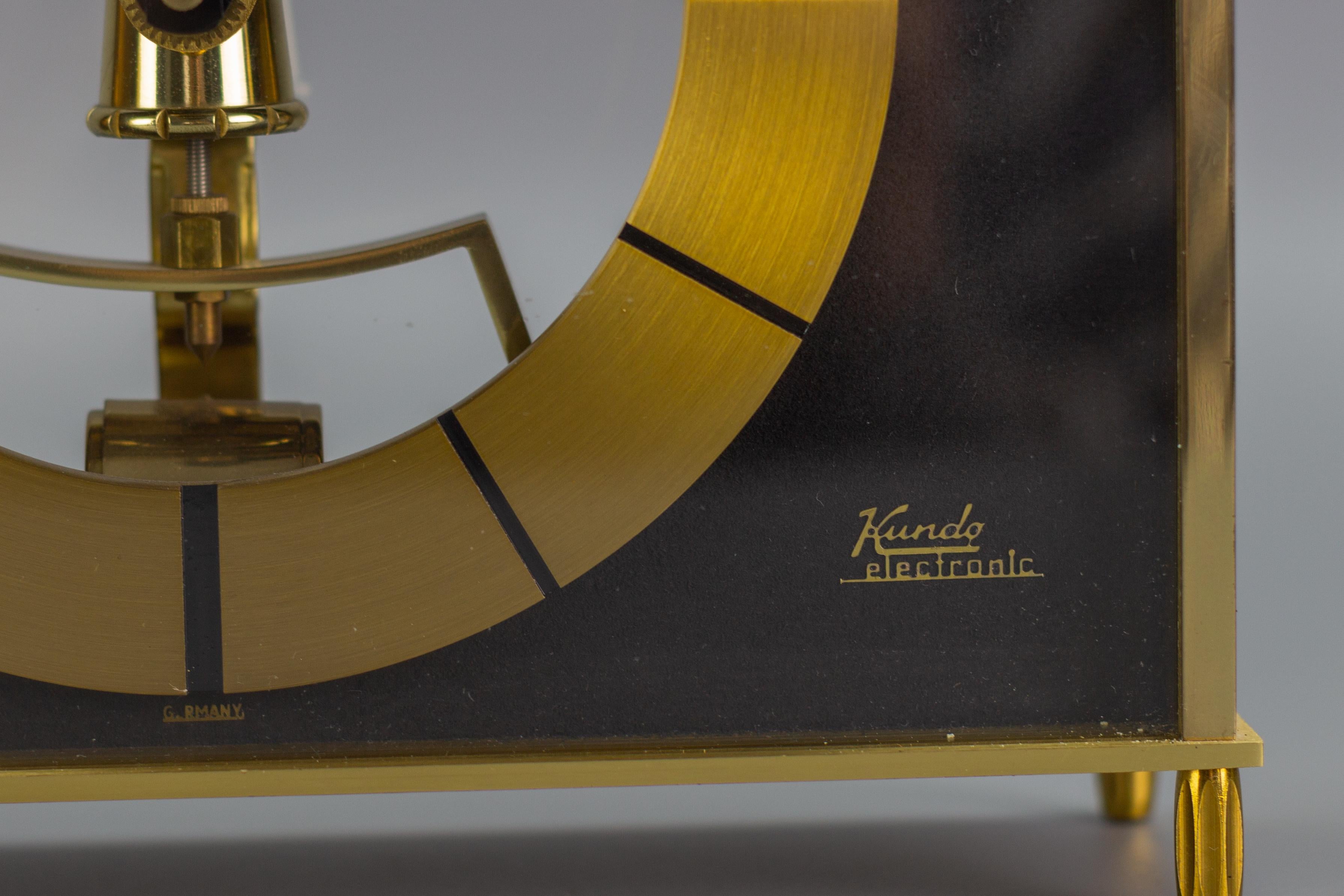 German Kundo Brass Desk or Mantel Clock by Kieninger & Obergfell, 1960s 6