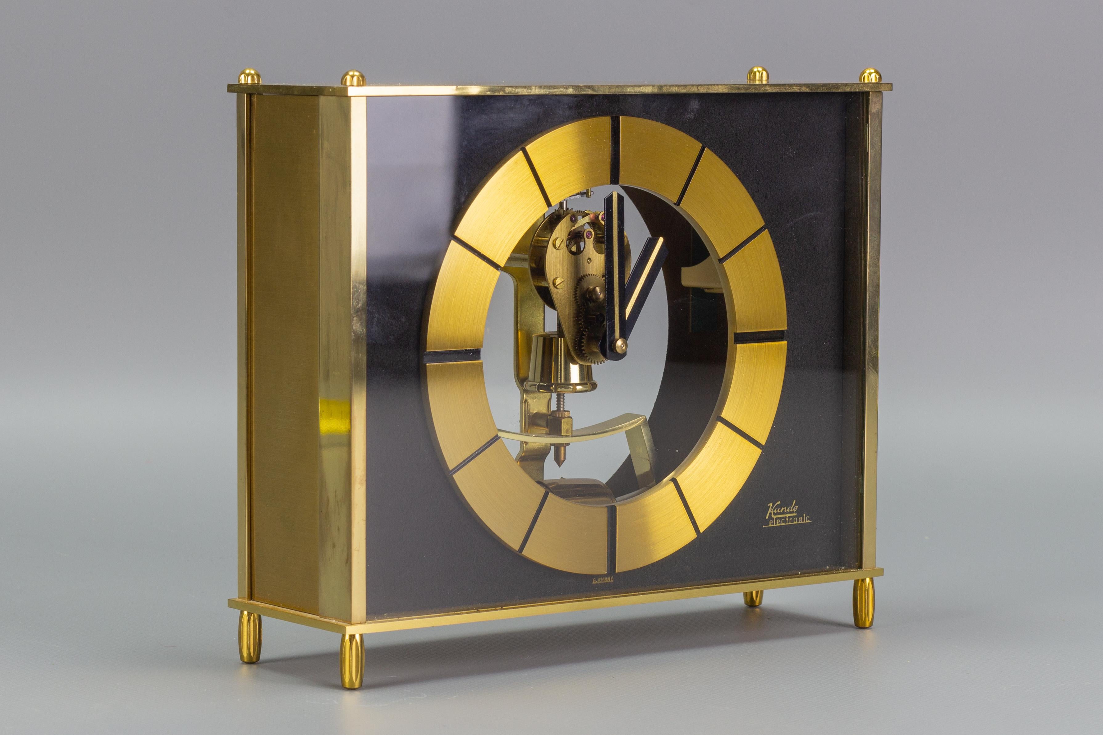 German Kundo Brass Desk or Mantel Clock by Kieninger & Obergfell, 1960s 8