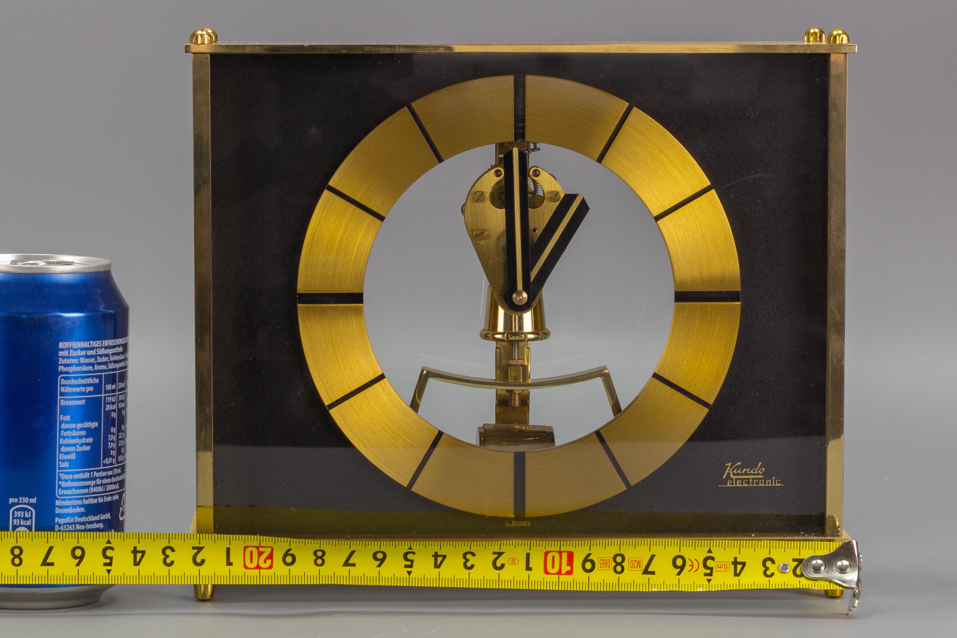 German Kundo Brass Desk or Mantel Clock by Kieninger & Obergfell, 1960s 9