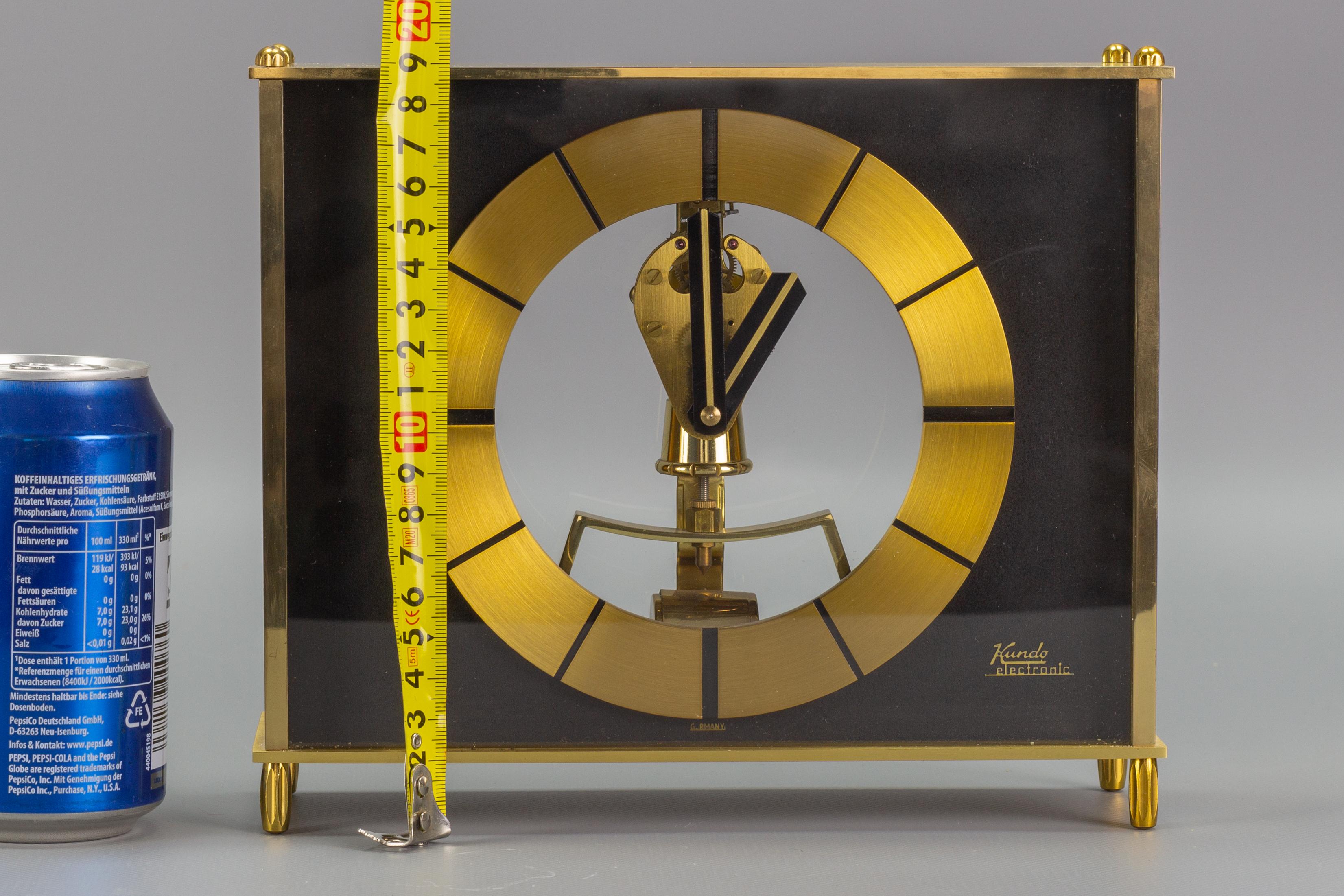 German Kundo Brass Desk or Mantel Clock by Kieninger & Obergfell, 1960s 10