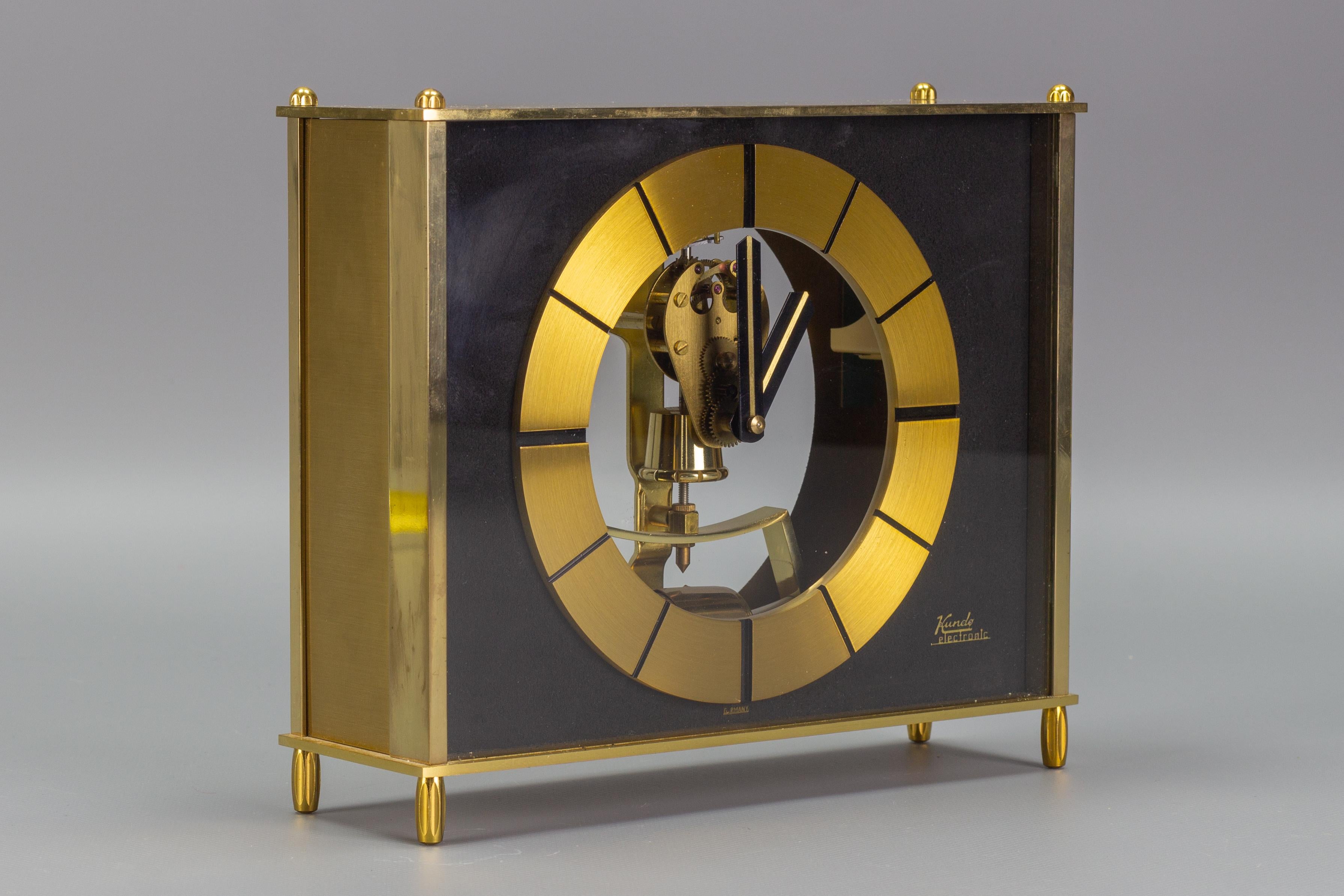 German Kundo Brass Desk or Mantel Clock by Kieninger & Obergfell, 1960s 12