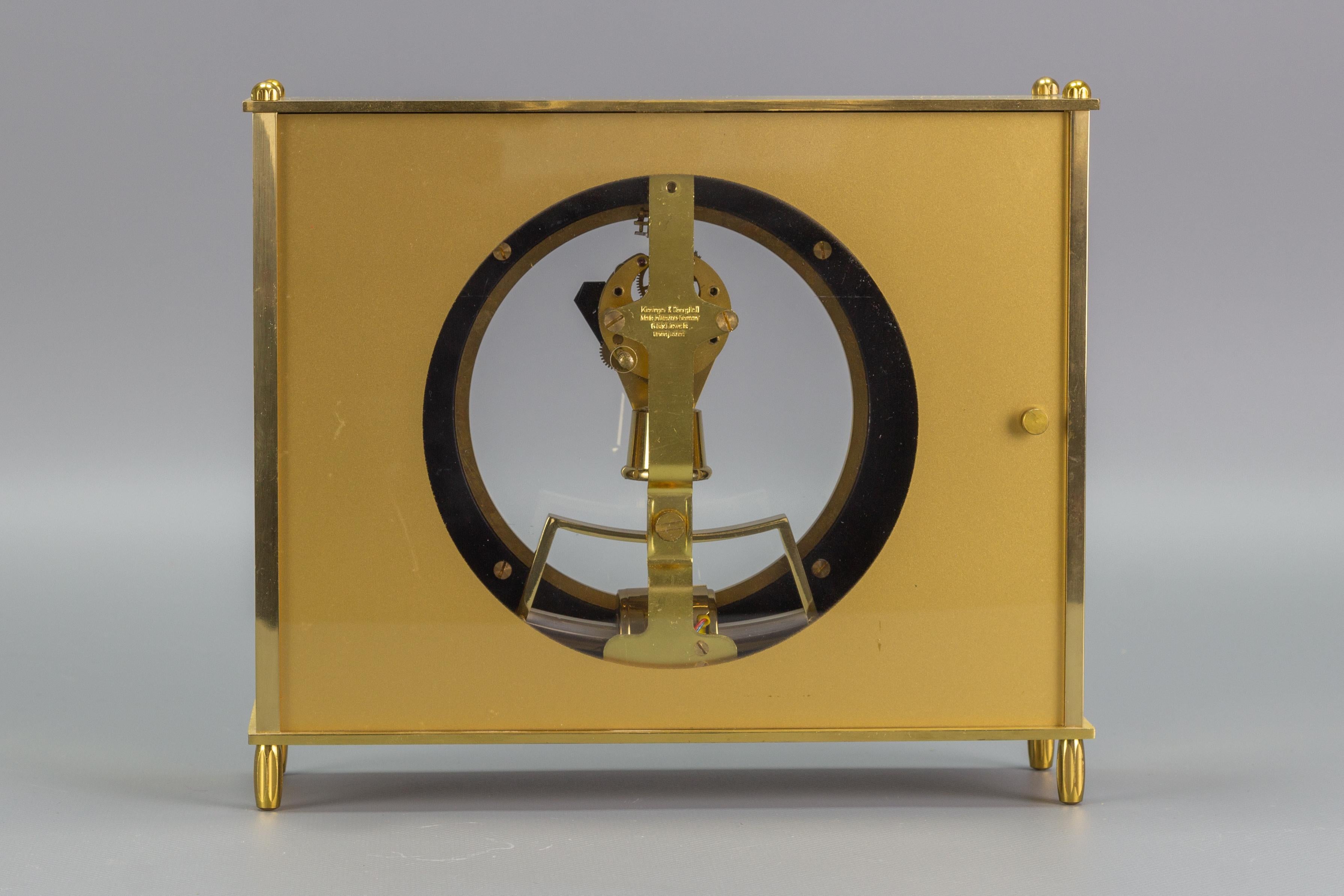 Mid-Century Modern German Kundo Brass Desk or Mantel Clock by Kieninger & Obergfell, 1960s