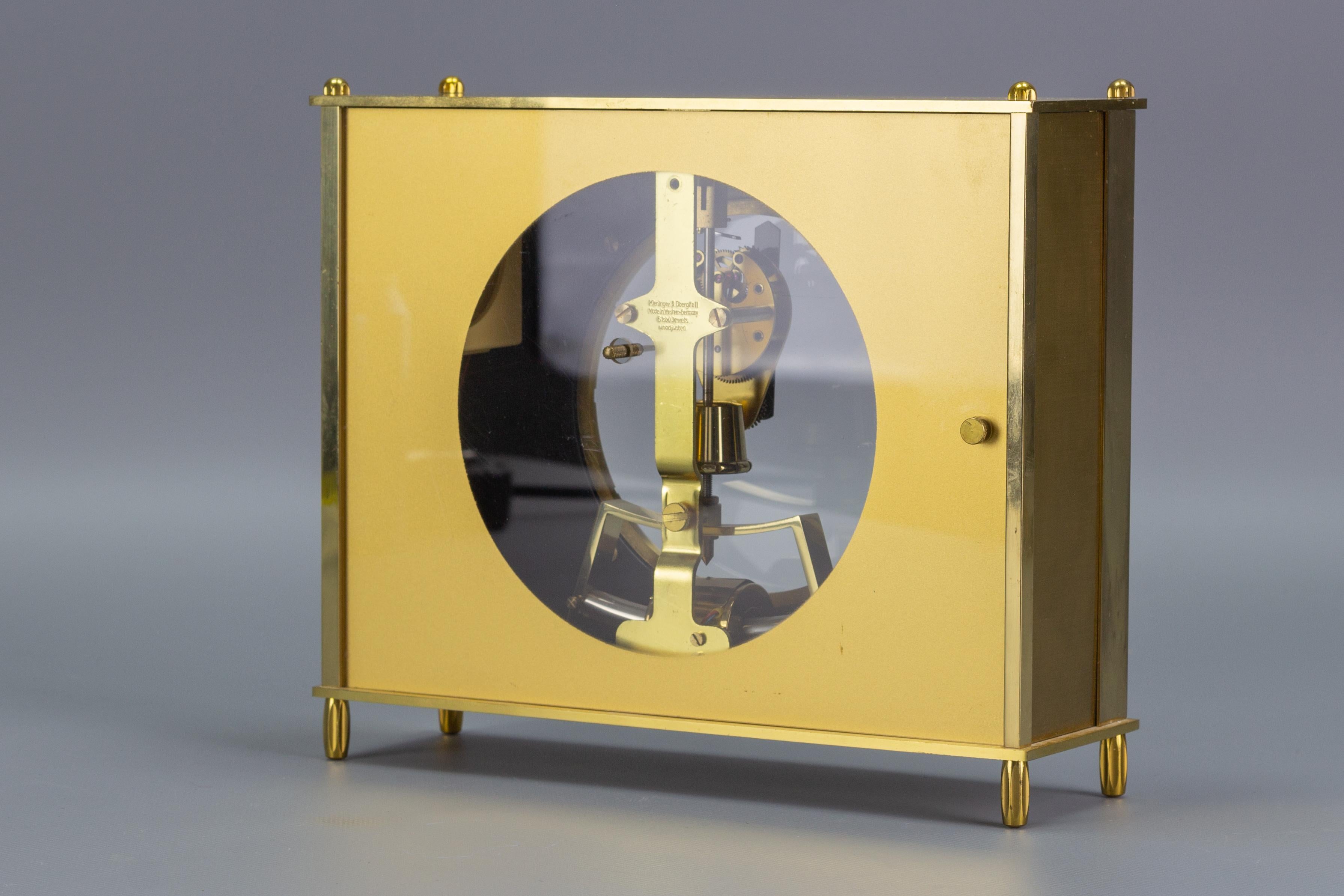 Mid-20th Century German Kundo Brass Desk or Mantel Clock by Kieninger & Obergfell, 1960s