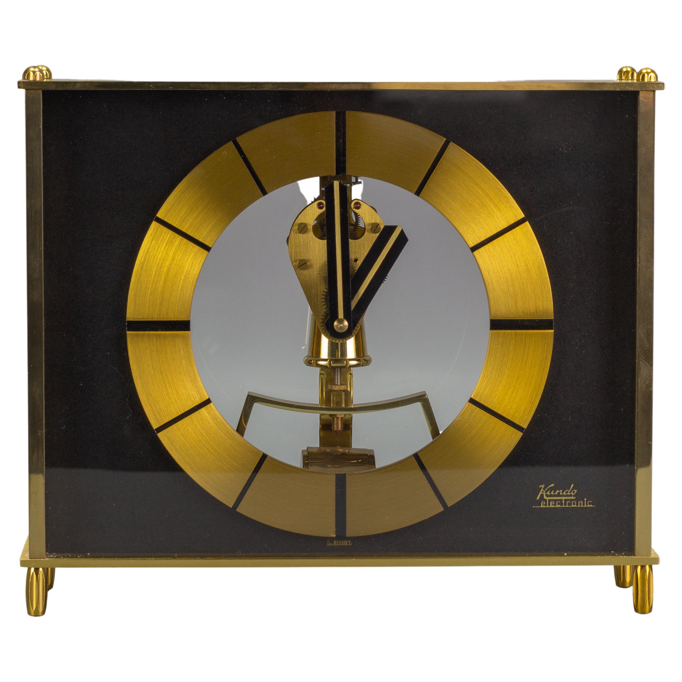 Kieninger Vintage Rare Germany Kieninger Kundo Brass Electronic Desk  Clock 