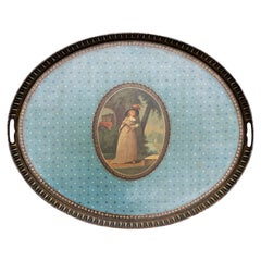 German Large Biedermeier Tôle Peinte Tray, First Half of the 19th Century