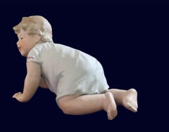 German Large Bisque Porcelain Piano Baby Girl