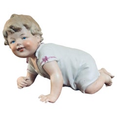 German Large Bisque Porcelain Piano Baby Girl