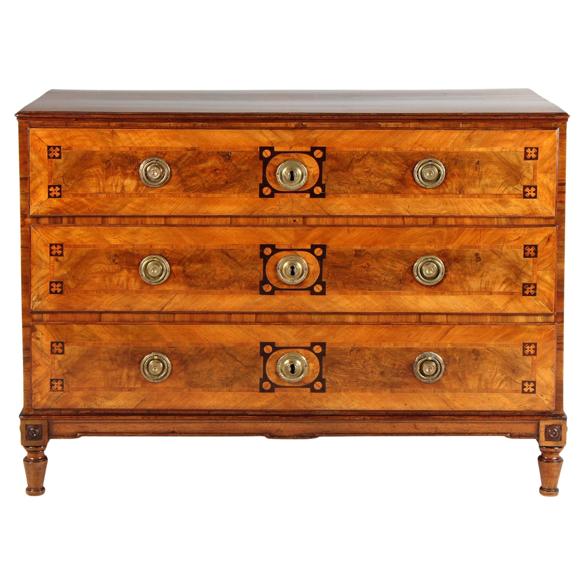 German Late 18th Century Chest Of Drawers, Walnut, Restored with Patina