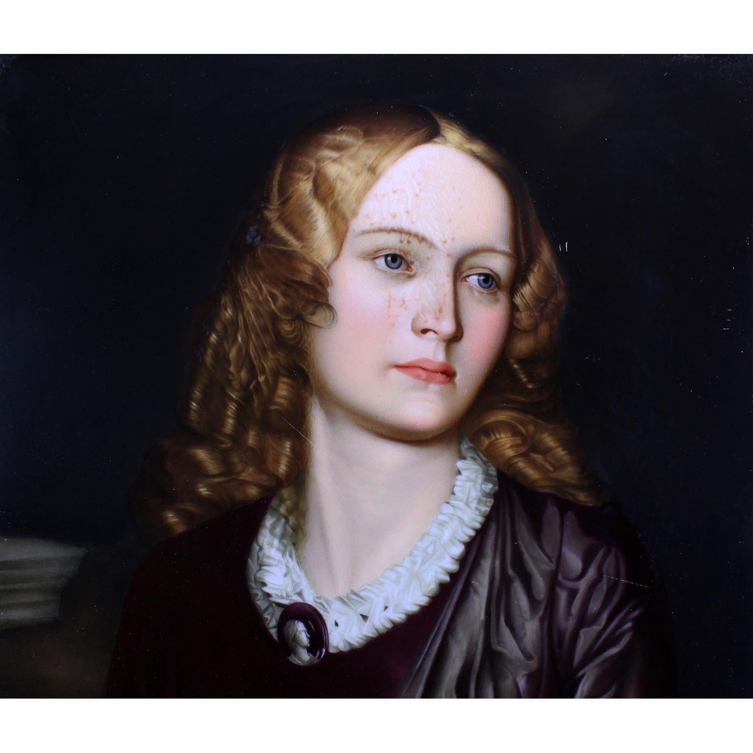 Victorian German Late 19th Century Berlin 'K.P.M.' Porcelain Plaque of Mary Ann Collman