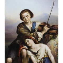 German Late 19th Century Berlin K.P.M. Porcelain Plaque  "the Violin Recital"