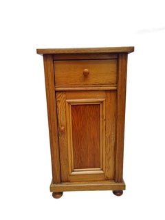 German Late 19th Century Solid Oak Bedside Cabinet / Nightstand, circa 1885