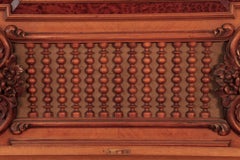 German Late Renaissance Pfaffe Piano Carved Mock Roll Top Fall Barley Twist Legs