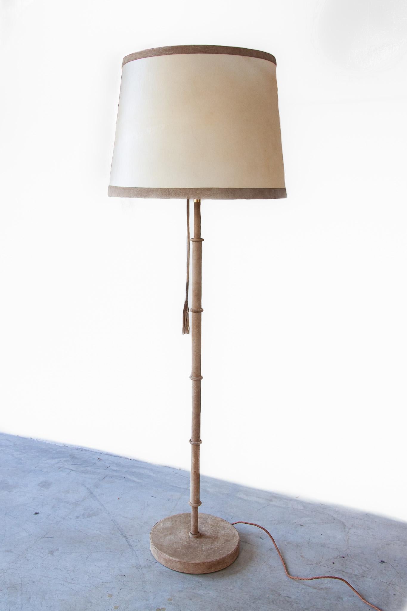 Mid-Century Modern German Leather Floor Lamp designed by Charlotte Waver, 1980s For Sale