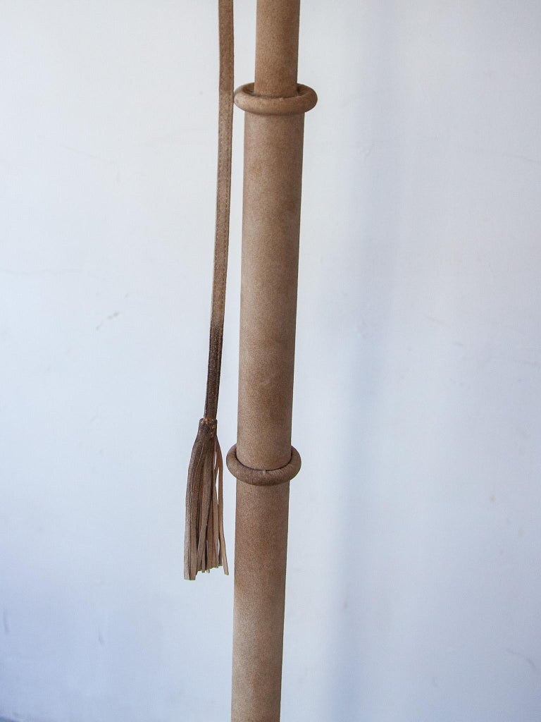 German Leather Floor Lamp designed by Charlotte Waver, 1980s In Good Condition For Sale In Antwerp, BE