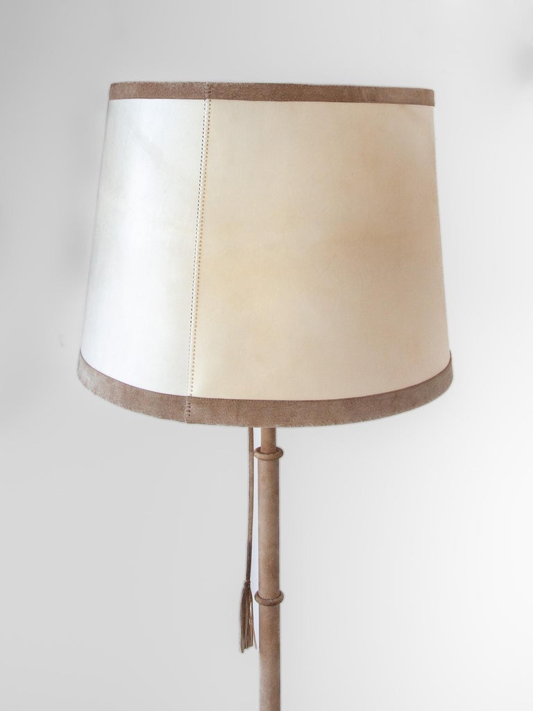 Late 20th Century German Leather Floor Lamp designed by Charlotte Waver, 1980s For Sale