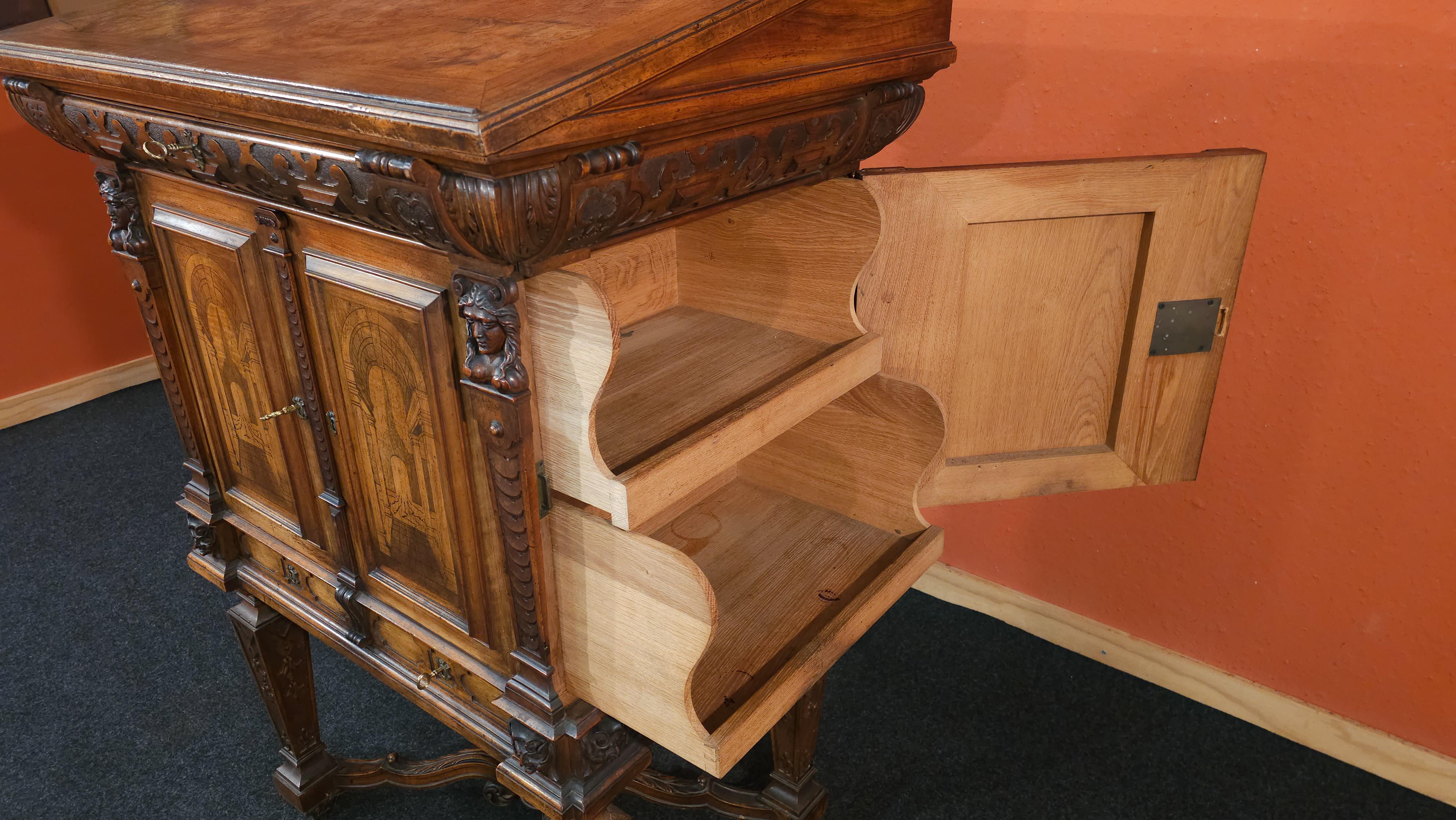 German Lectern Podium with Inlays, 1850 circa For Sale 4