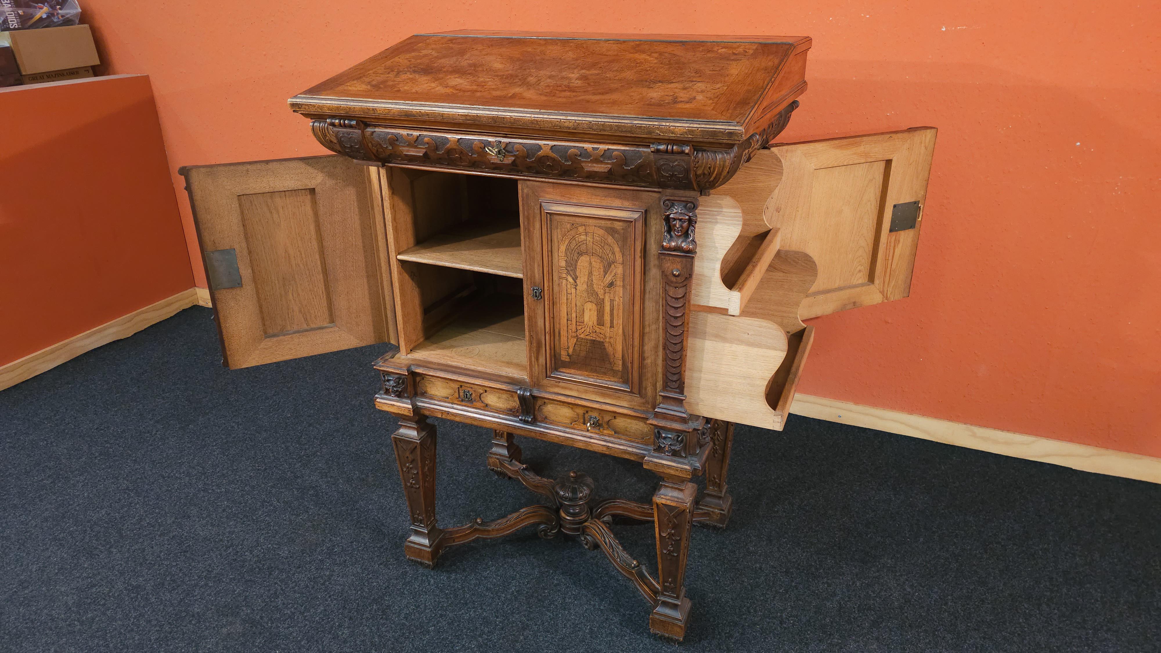 German Lectern Podium with Inlays, 1850 circa For Sale 5