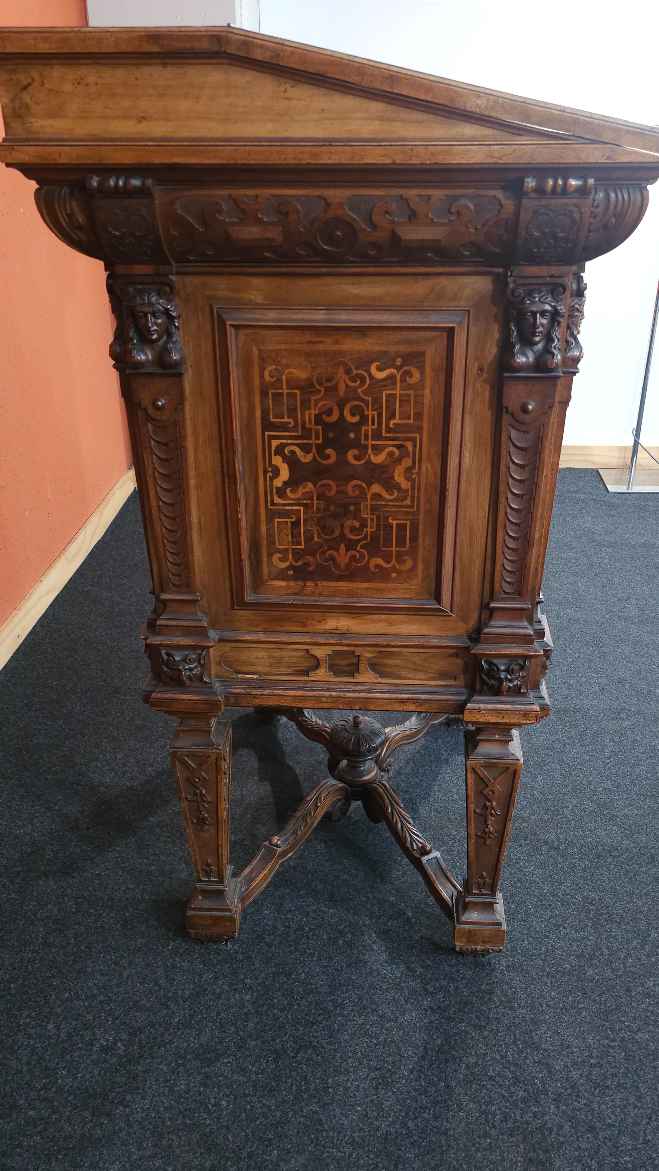 German Lectern Podium with Inlays, 1850 circa For Sale 9