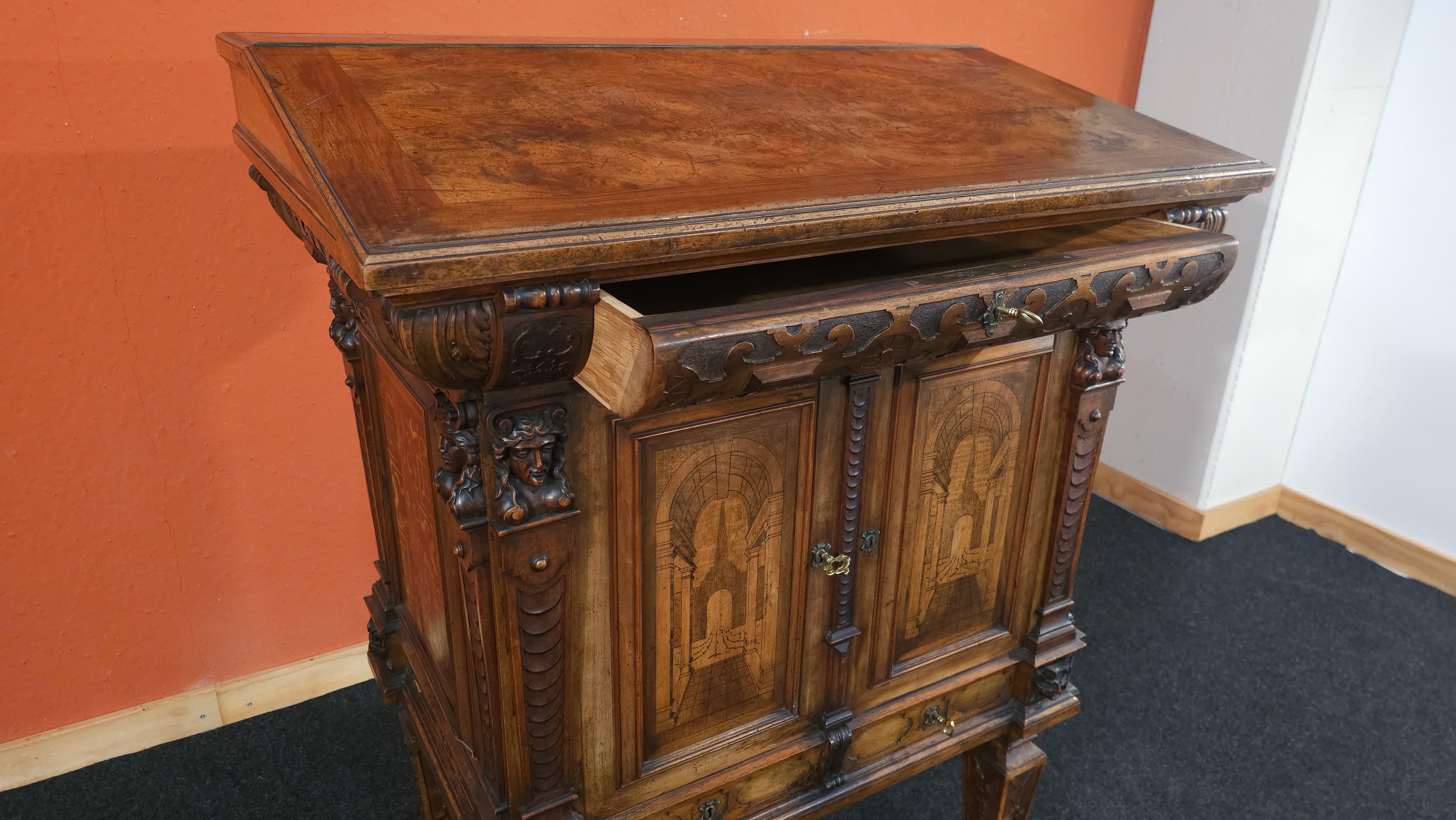 German Lectern Podium with Inlays, 1850 circa For Sale 2