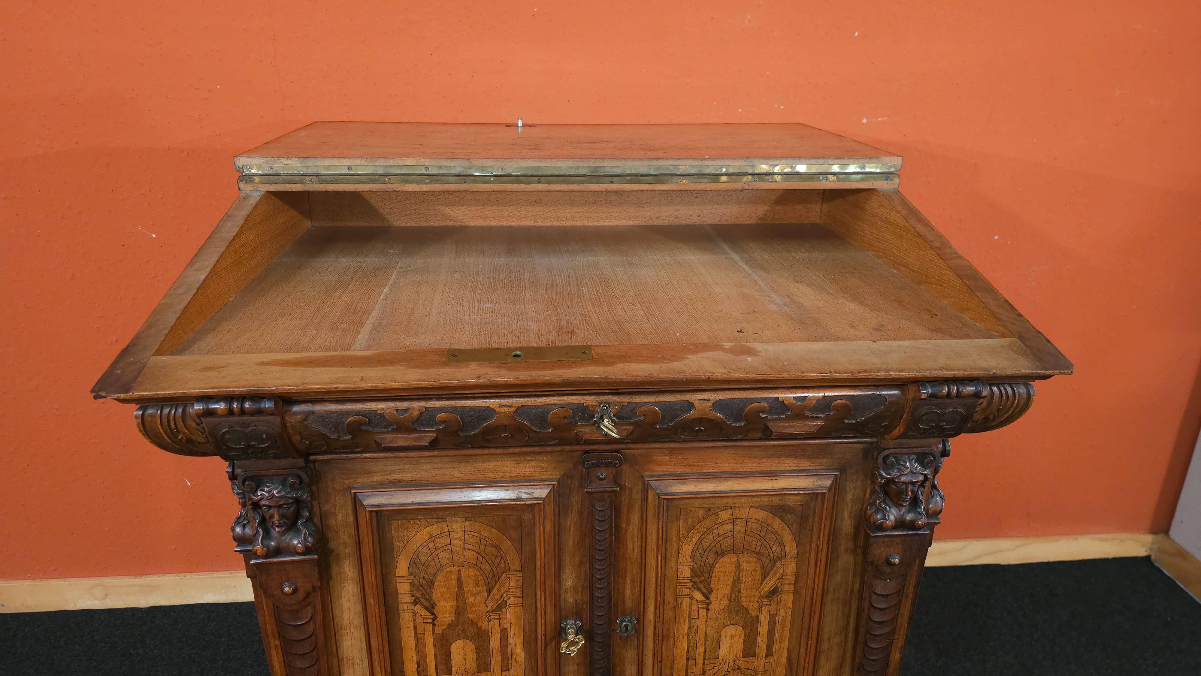 German Lectern Podium with Inlays, 1850 circa For Sale 3