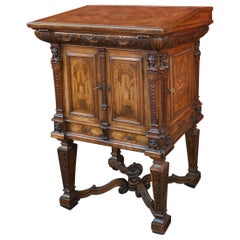 Antique German Lectern Podium with Inlays, 1850 circa