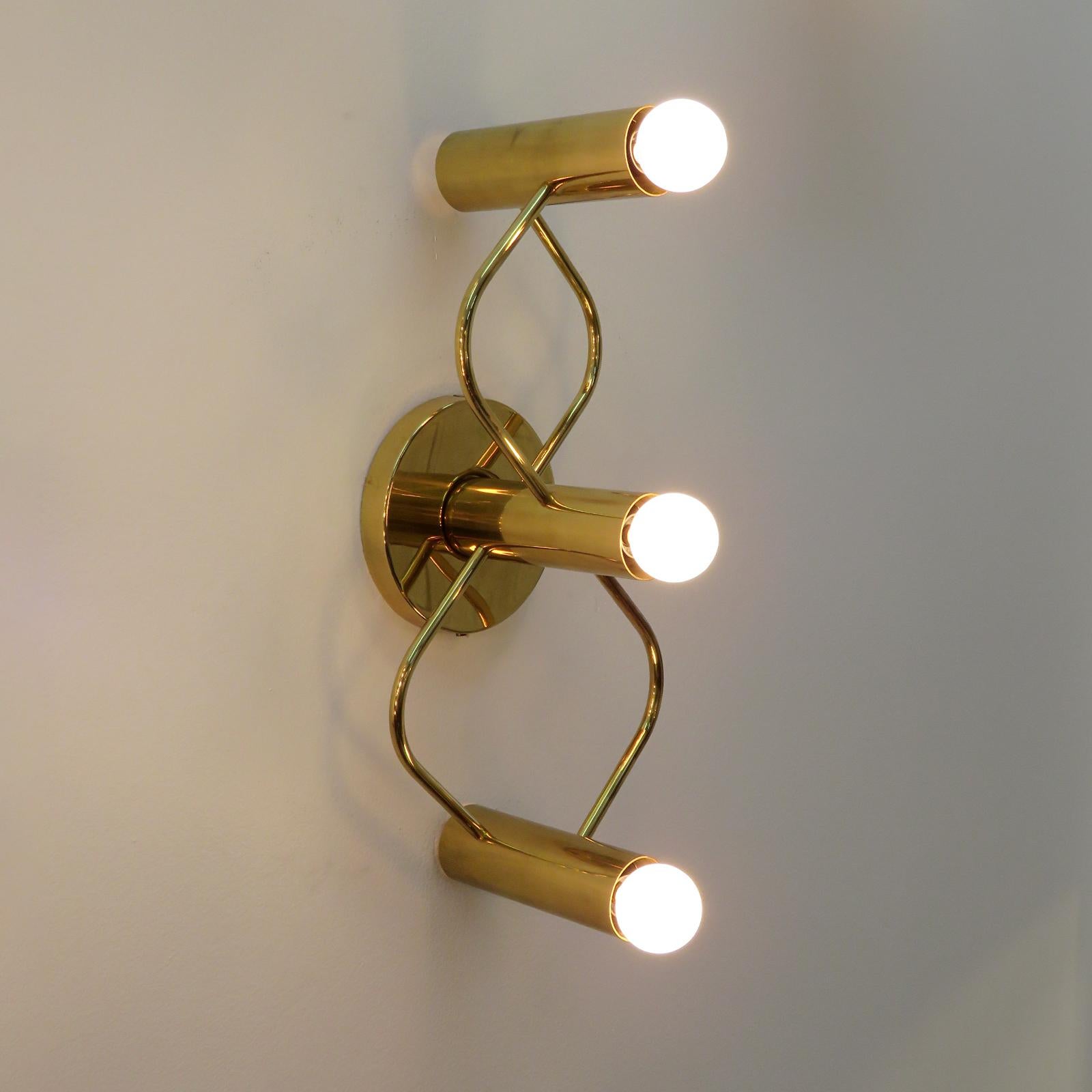 Brass German Leola Flush Mount Light Fixture, 1970 For Sale