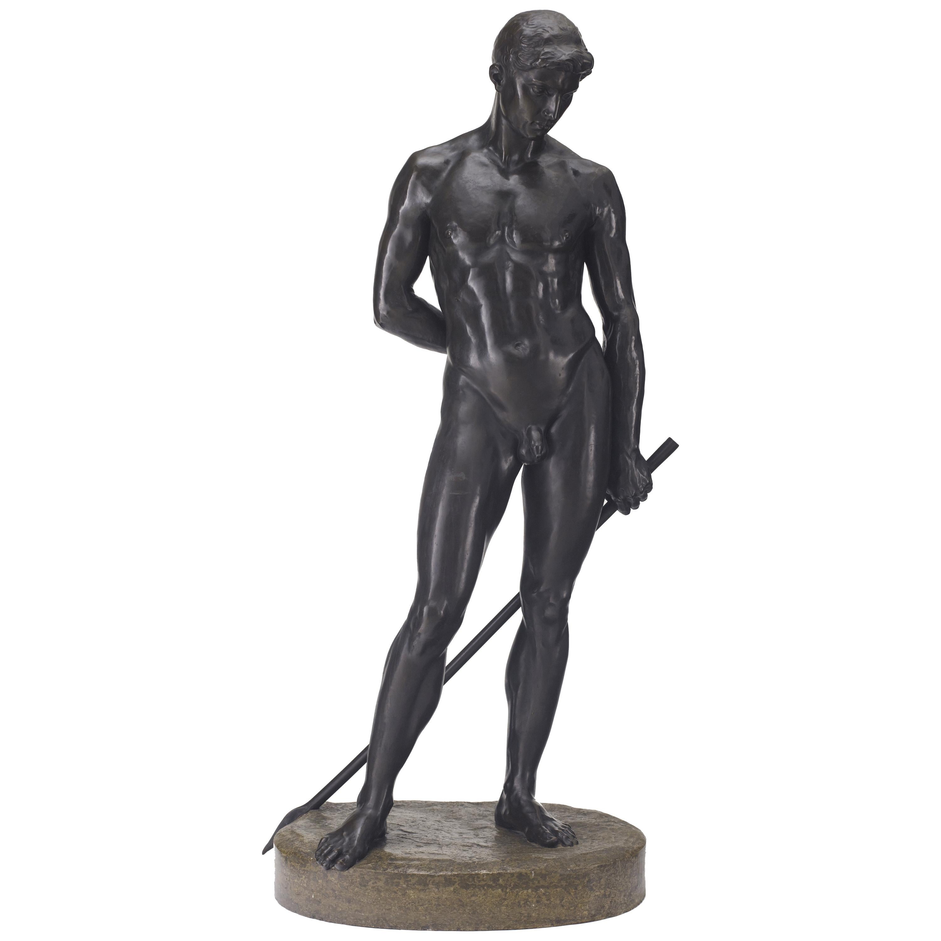 German Life-Size Bronze Statue of Adonis by Richard Koenig, Dresden
