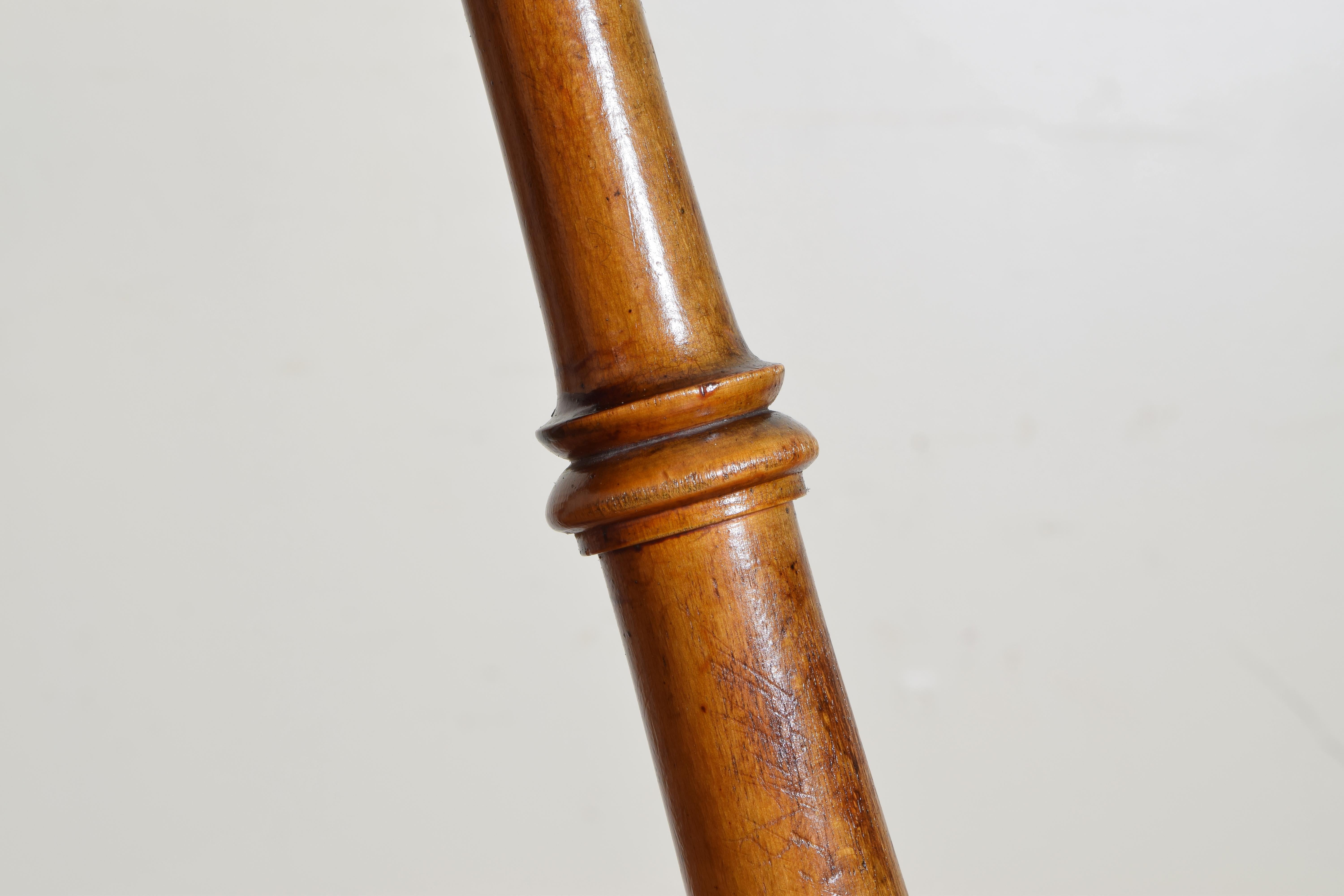 German Light Oak and Leather Upholstered Tall Stool, Mid-19th Century 2