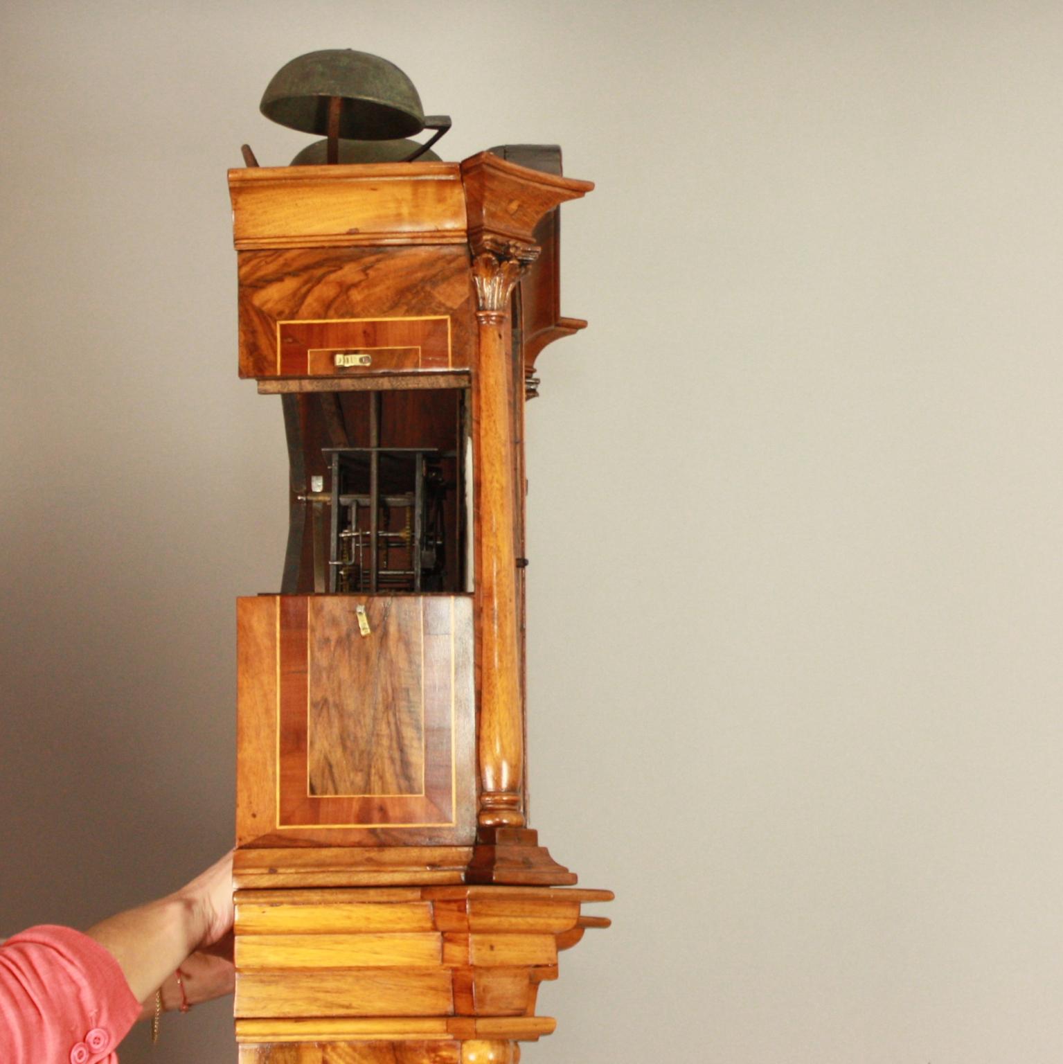 Horloge à long boîtier en marqueterie allemande par Johann Wilhelm Wellershaus, fin du 18e siècle en vente 3