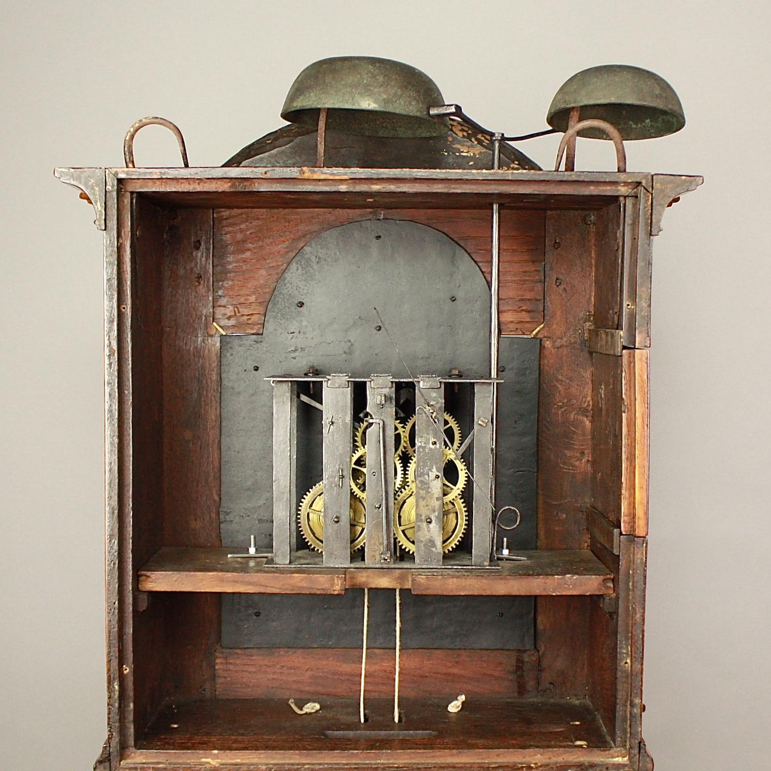 Allemand Horloge à long boîtier en marqueterie allemande par Johann Wilhelm Wellershaus, fin du 18e siècle en vente