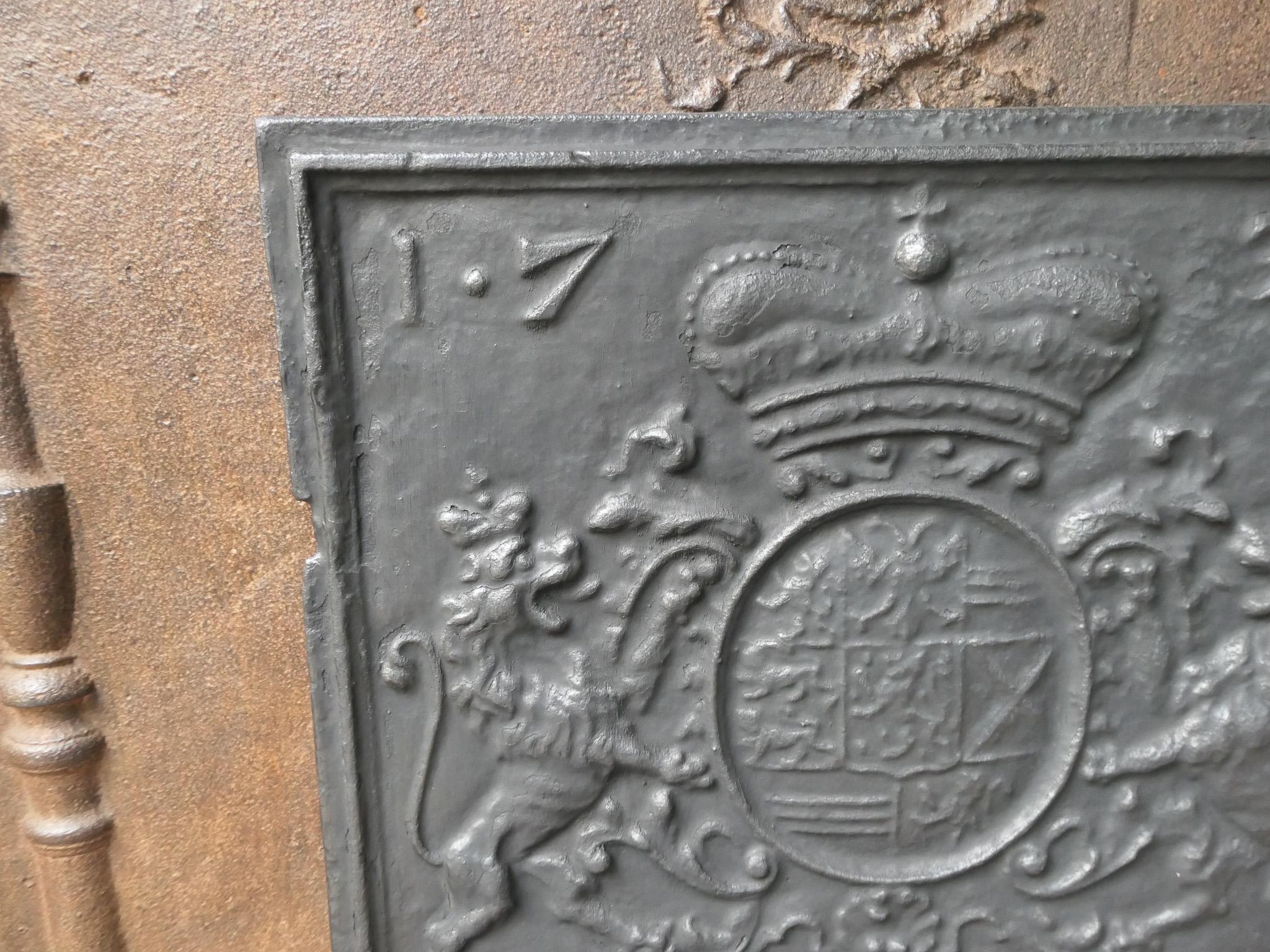 German Louis XV Period 'Coat of Arms' Fireback / Backsplash, 18th Century For Sale 1