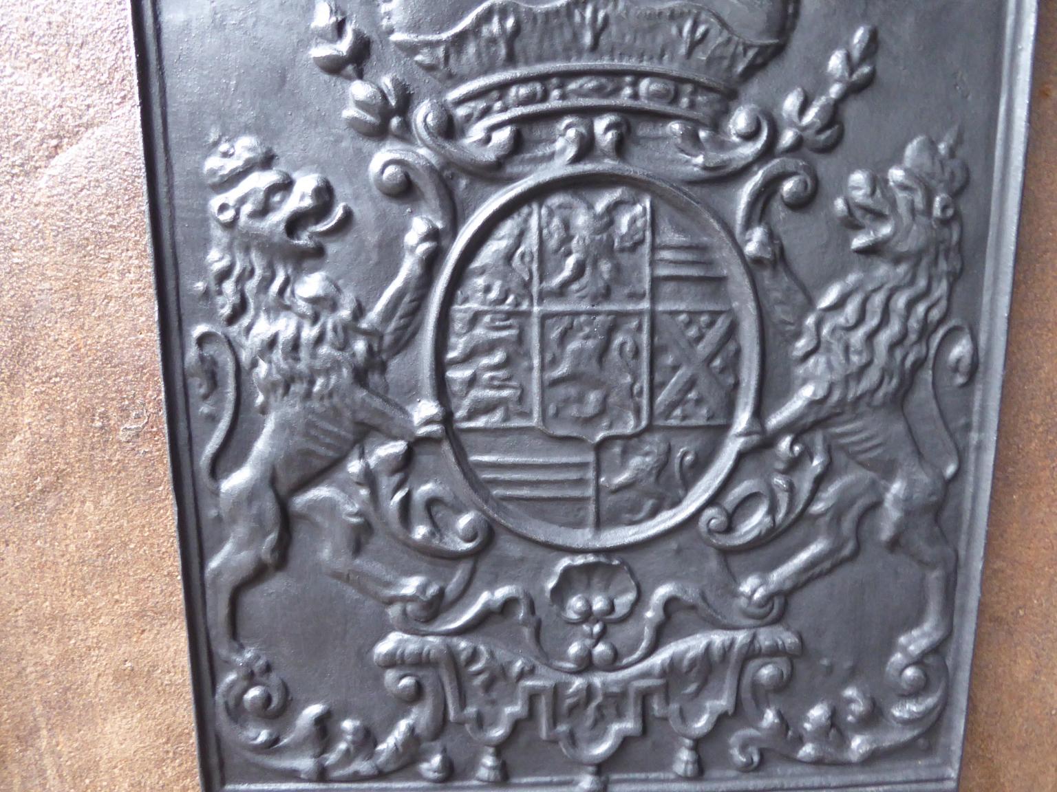 Iron German Louis XIV Style 'Coat of Arms' Fireback