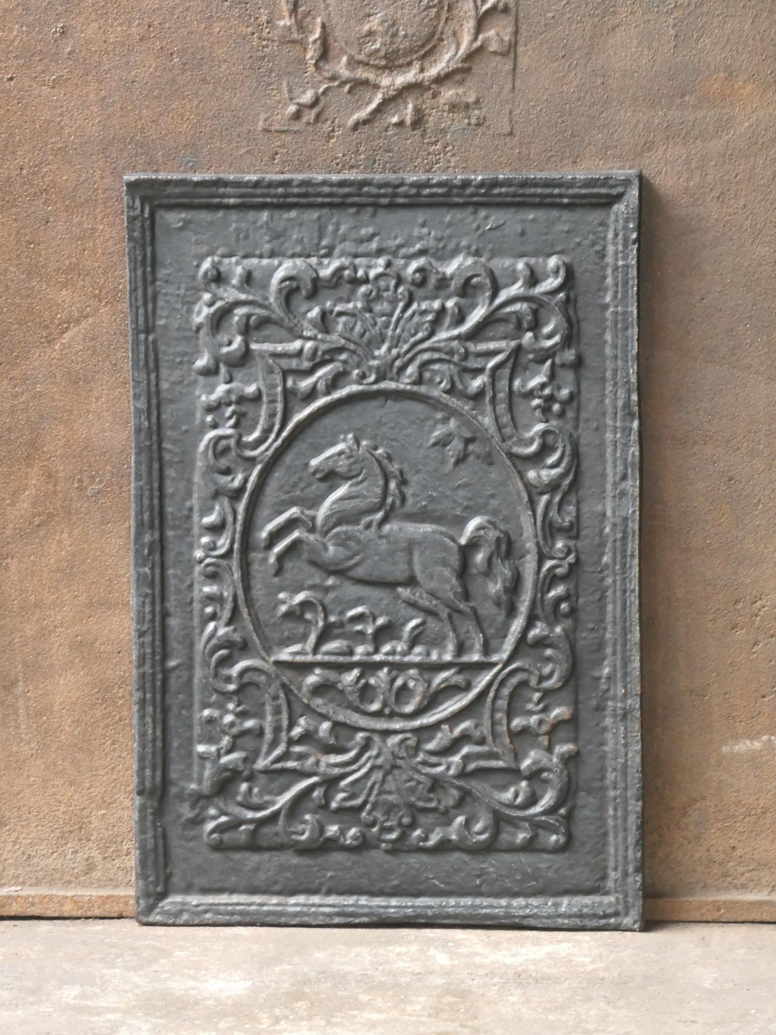 German Louis XV Style 'Horse' Fireback / Backsplash In Good Condition In Soest, NL