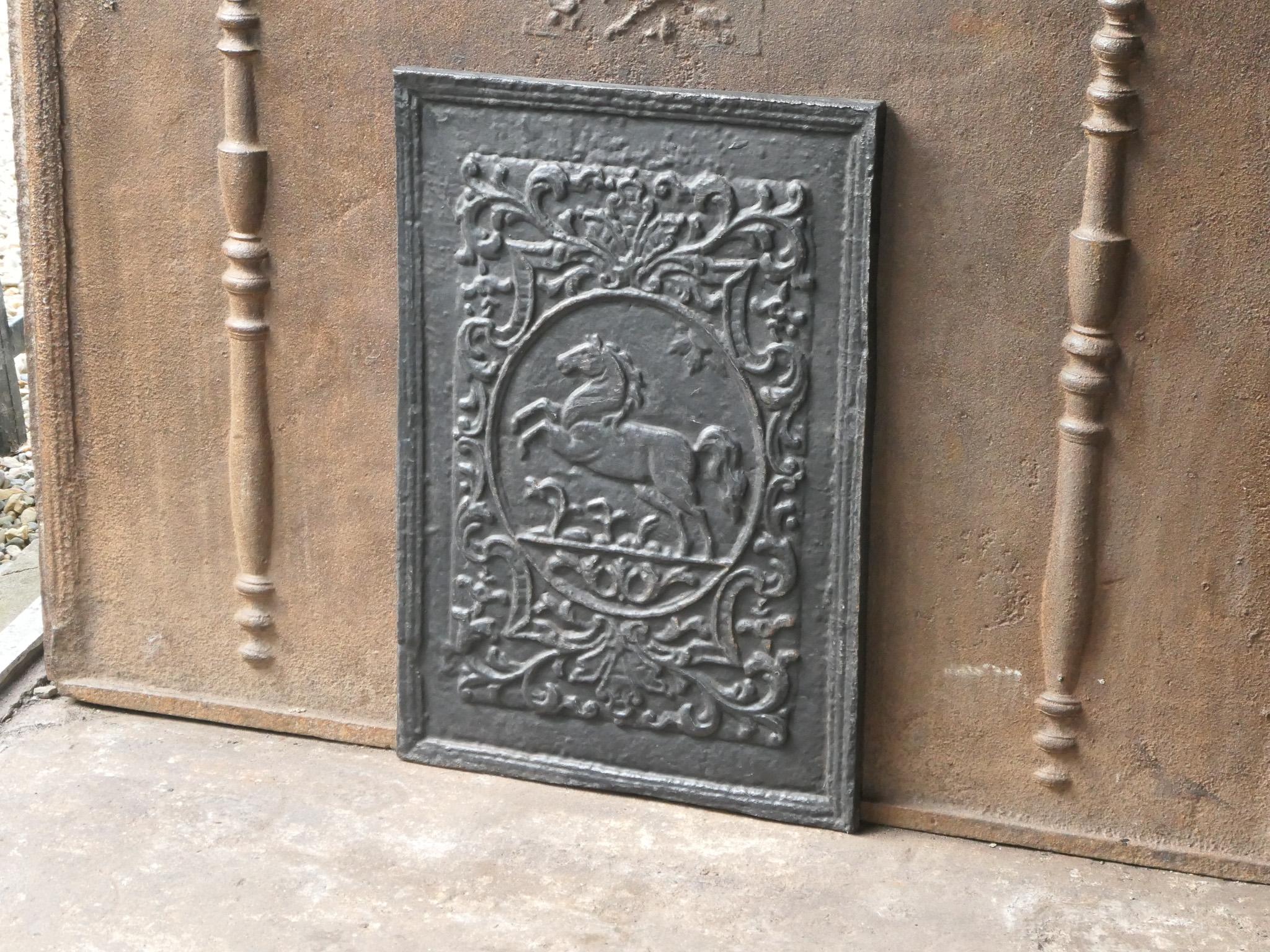 Iron German Louis XV Style 'Horse' Fireback / Backsplash