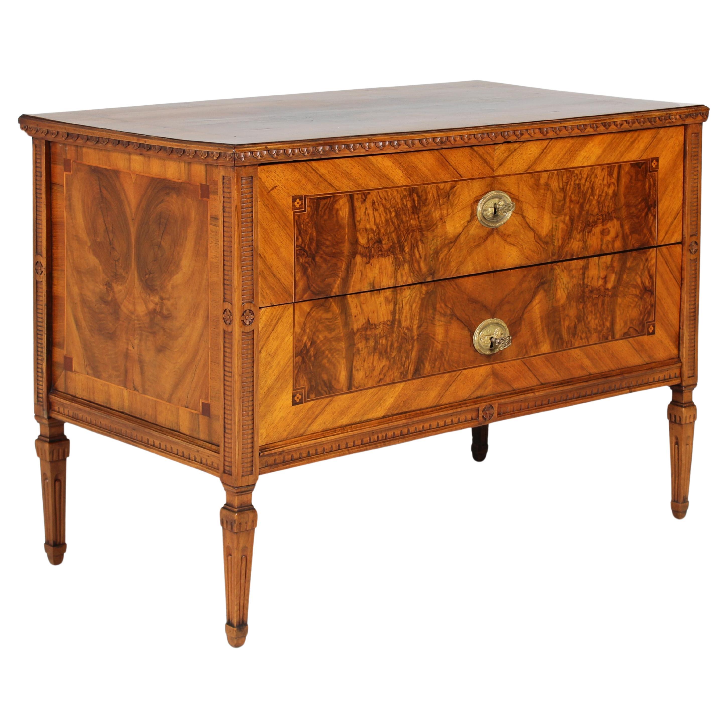 German Louis XVI Chest Of Drawers with Carvings and Marquetry, circa 1780