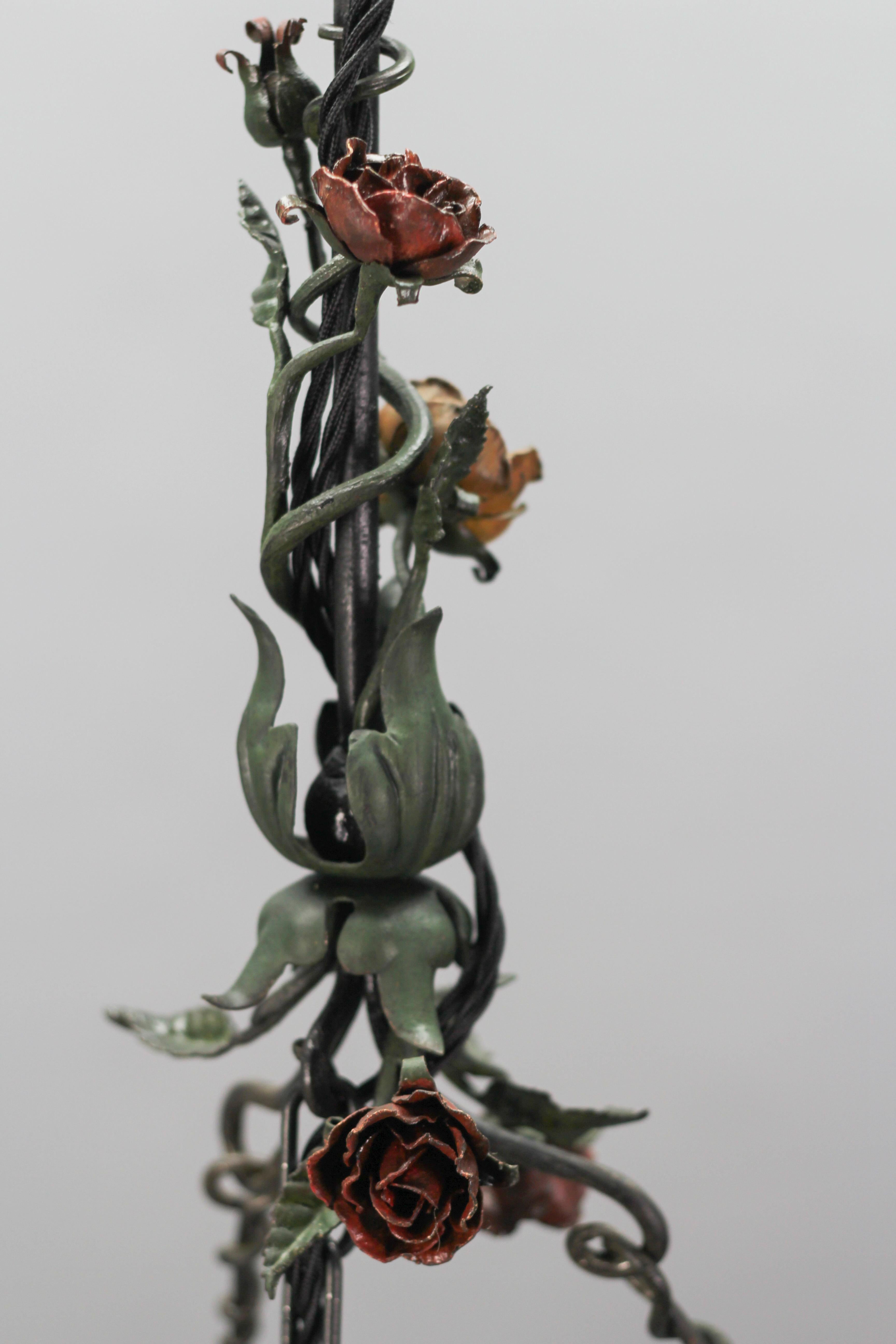 German Lusterweibchen Four-Light Chandelier w. Carved Mermaid Figure and Antlers For Sale 3