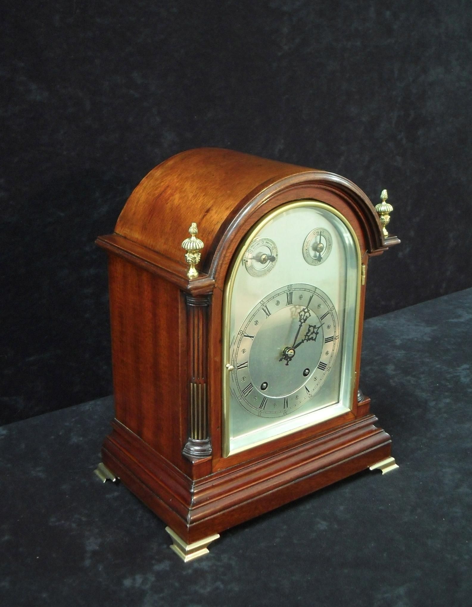 German Mahogany Ting Tang Bracket Clock by Winterhalder & Hofmeier In Good Condition In Macclesfield, GB
