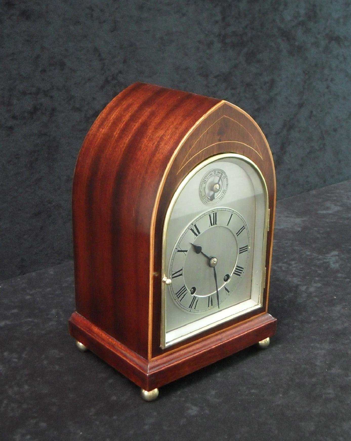 Victorian German Mahogany Ting Tang Striking Mantel Clock by W&H For Sale