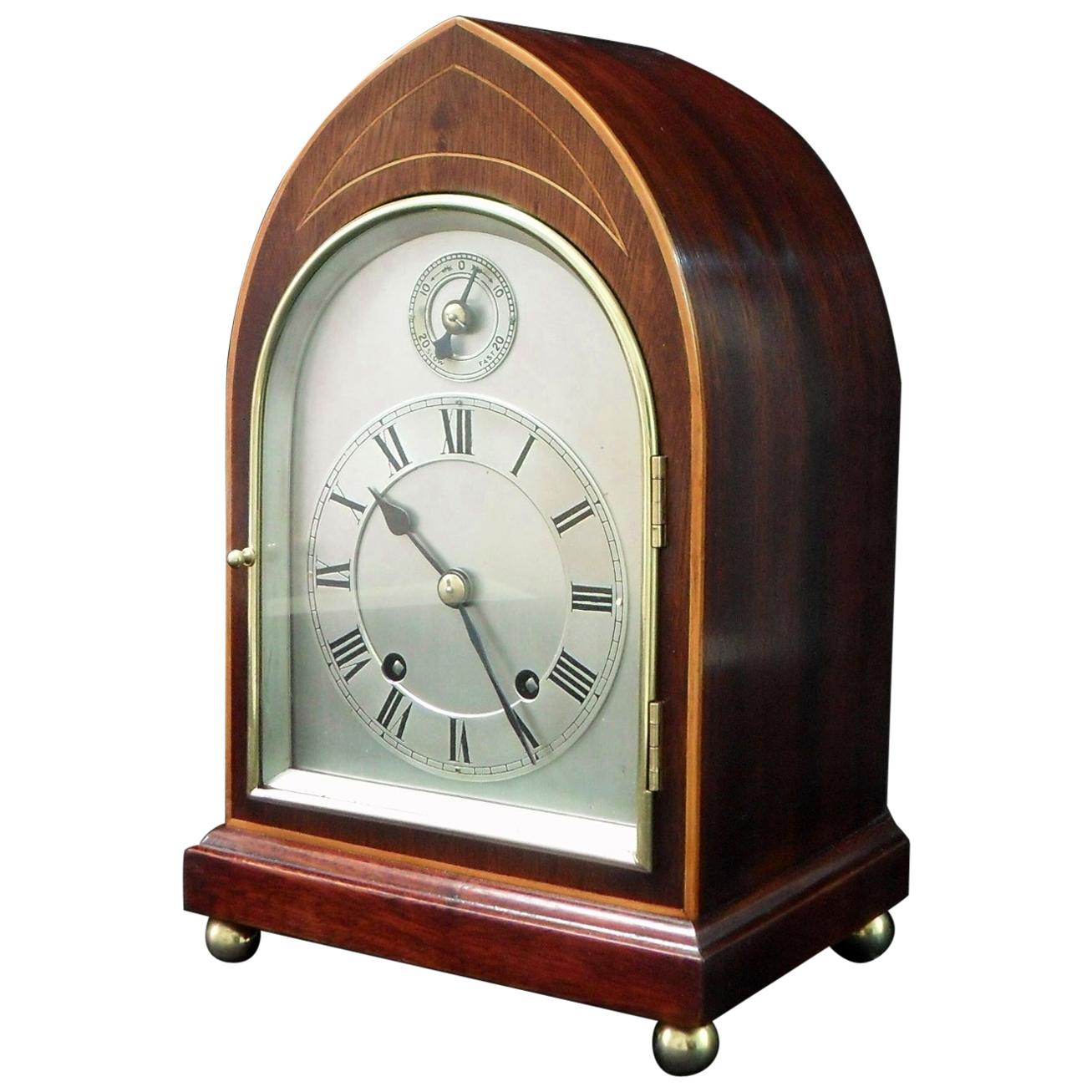 German Mahogany Ting Tang Striking Mantel Clock by W&H For Sale