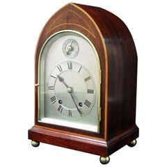 German Mahogany Ting Tang Striking Mantel Clock by W&H