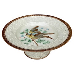 German Majolica Bird Cake Stand Circa 1890