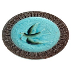German Majolica Bird Plate, circa 1900