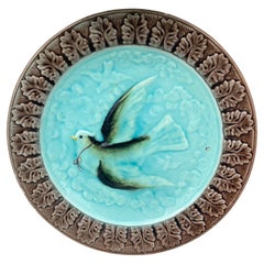 German Majolica Bird Plate, circa 1900