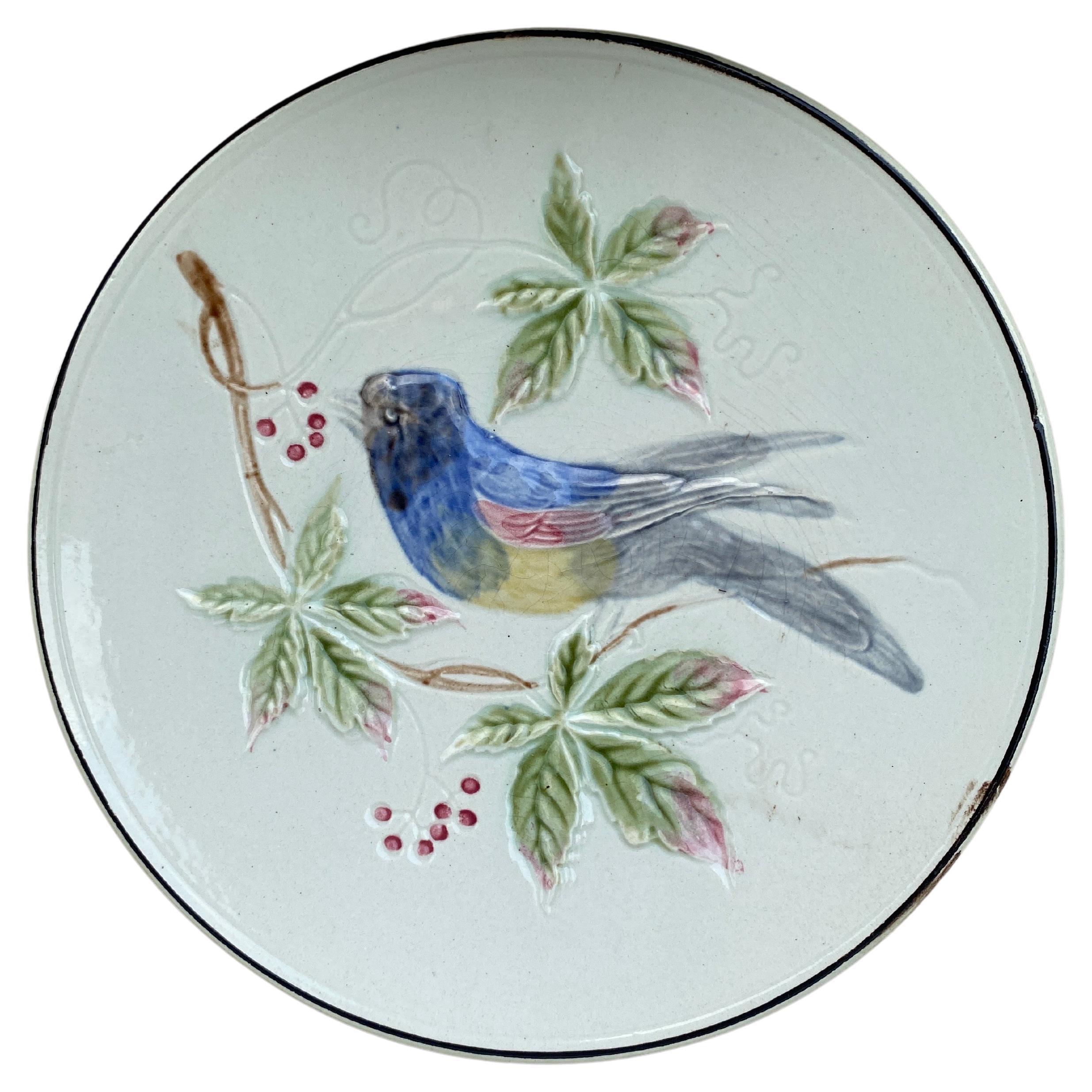 German Majolica Bird Plate, circa 1900