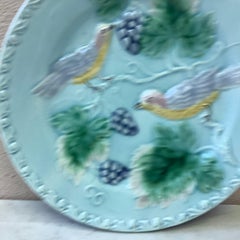 German Majolica Birds and Grapes Plate, circa 1900